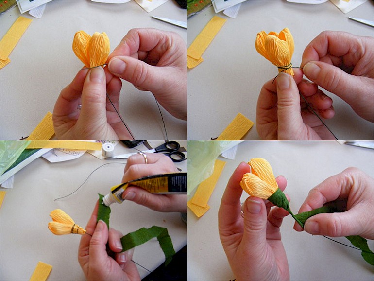 Как сделать бутон розы из гофро бумаги