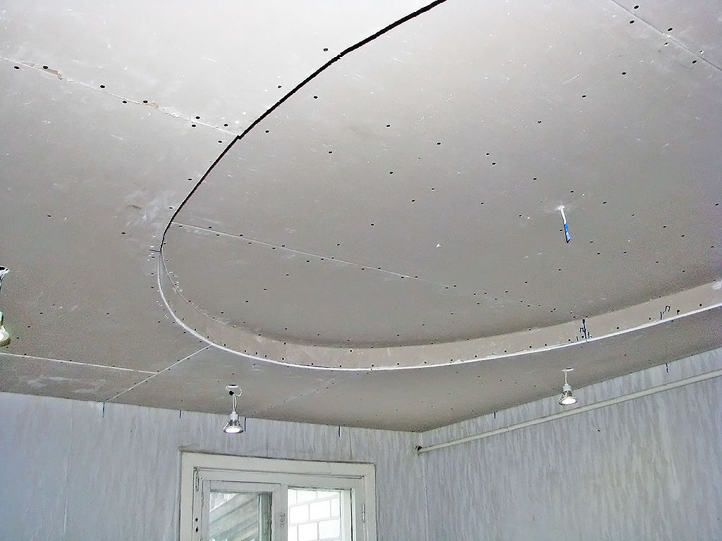 потолок из гипсокартона #6. Классический второй уровень, прямой короб с углами. Drywall ceiling.