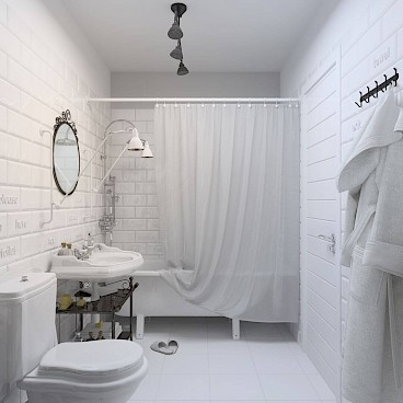 Белая ванная смотрится стильно и элегантно